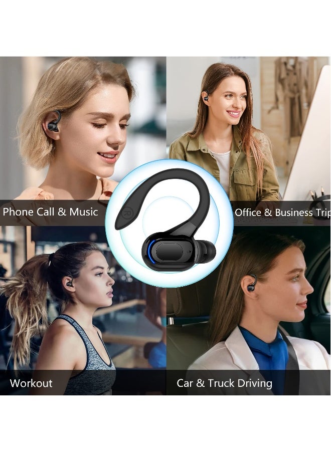 Bluetooth Headset, Wireless Bluetooth Earpiece V5.2 Headphones with Mic Noise Canceling In Ear Bluetooth Headset Earphones Earbuds for Business Office Driving Black