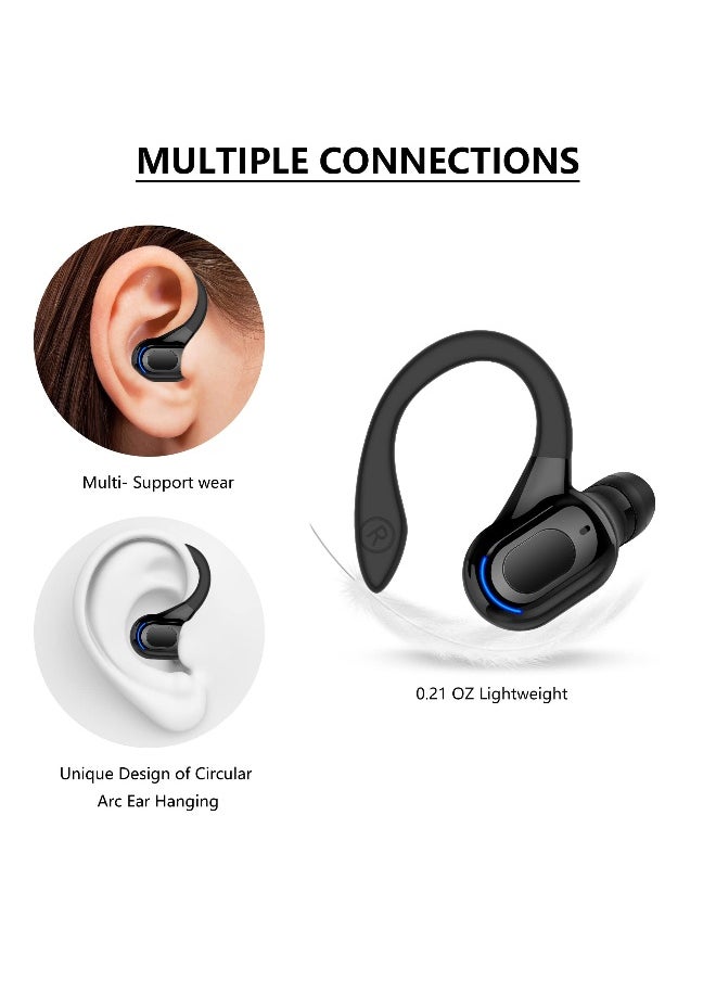 Bluetooth Headset, Wireless Bluetooth Earpiece V5.2 Headphones with Mic Noise Canceling In Ear Bluetooth Headset Earphones Earbuds for Business Office Driving Black