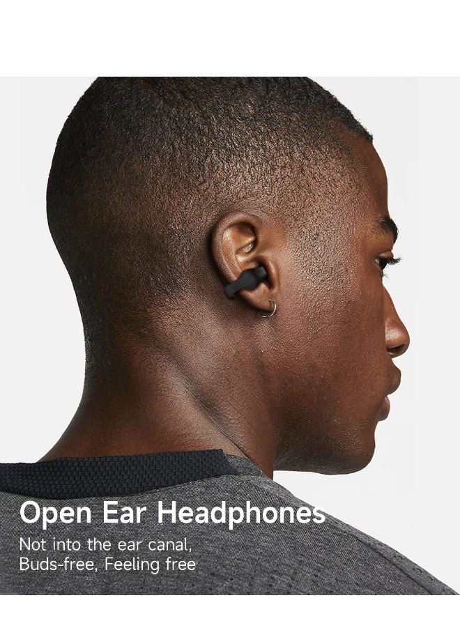 Open Ear Wireless Bluetooth Earbuds - 32H Playtime, LED Display, Perfect for Sports & Workouts, Obsidian Black