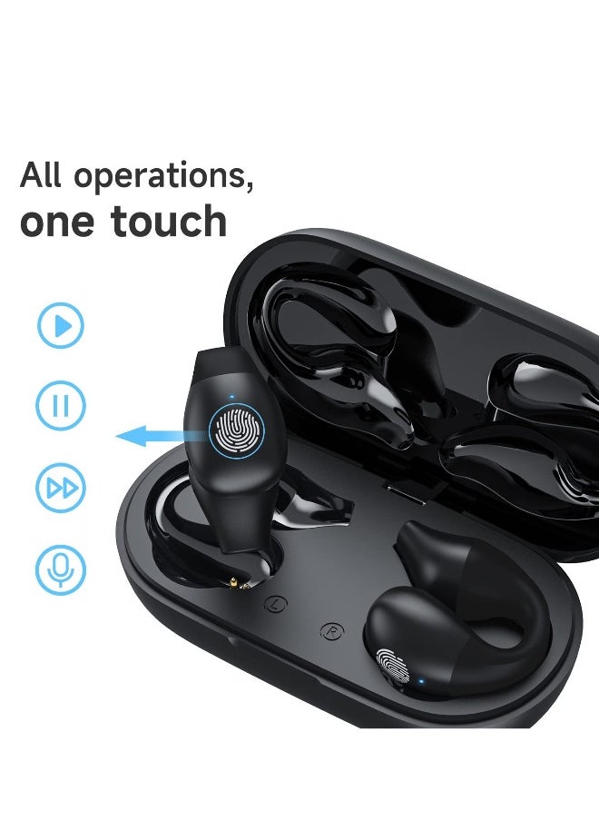 Open Ear Wireless Bluetooth Earbuds - 32H Playtime, LED Display, Perfect for Sports & Workouts, Obsidian Black