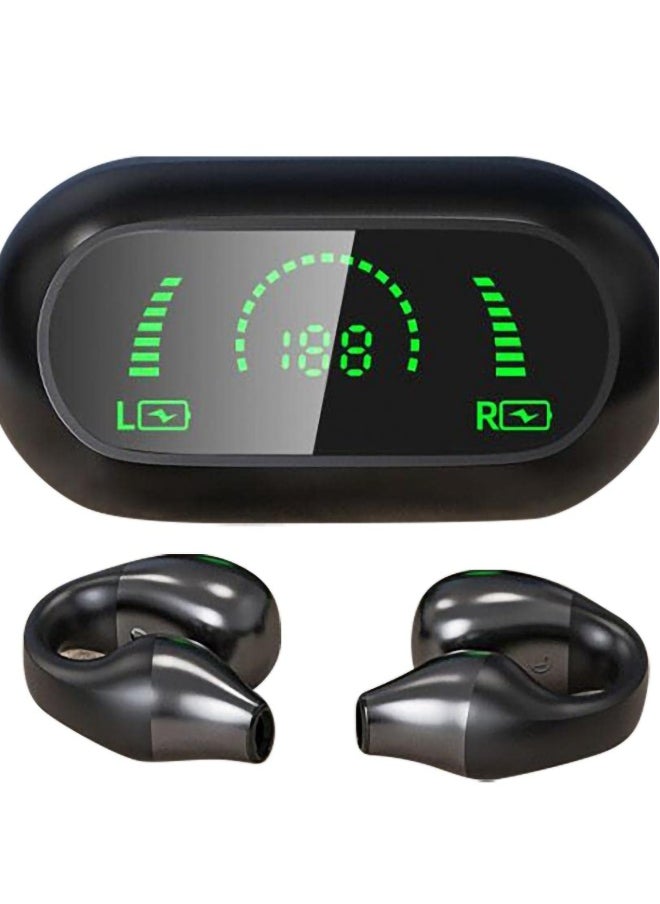 Open Ear Wireless Bluetooth Earbuds - 32H Playtime, LED Display, Perfect for Sports & Workouts, Obsidian Black