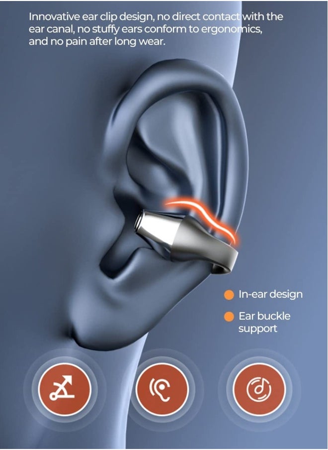 Open Ear Wireless Bluetooth Earbuds - 32H Playtime, LED Display, Perfect for Sports & Workouts, Obsidian Black