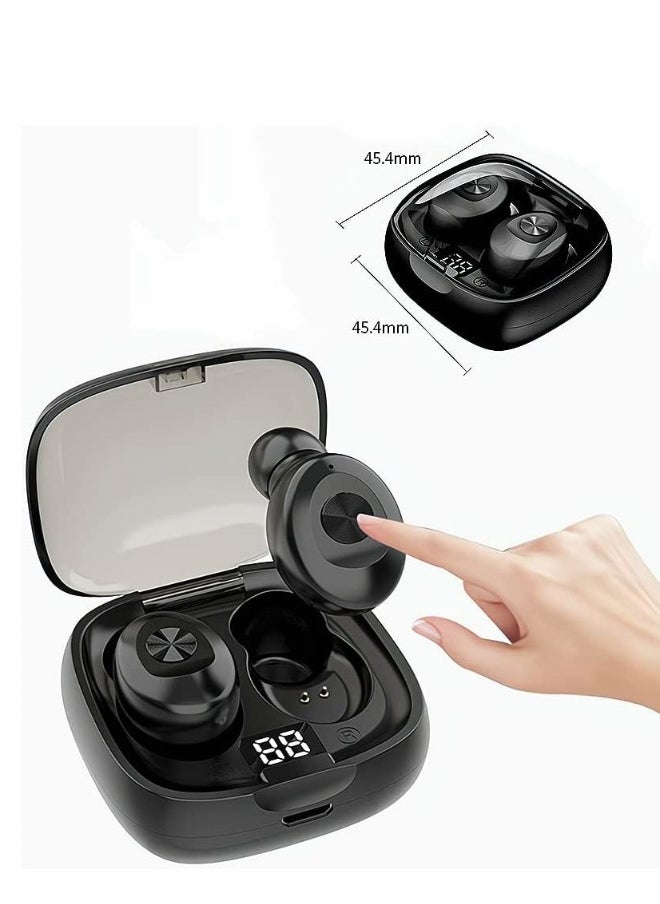Wireless Bluetooth Earbuds, Bluetooth Earphone, Stereo Wireless Earbuds with Charging Case, IPX6 Waterproof Auto Charging Headphones in Ear Built in Mic Headset LED Battery Display for Sports (Black)