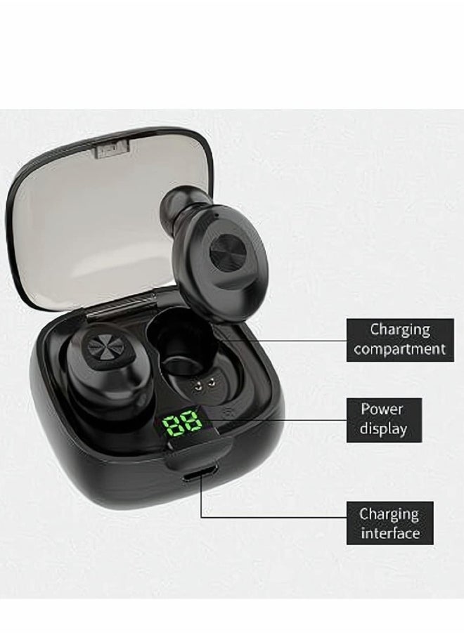 Wireless Bluetooth Earbuds, Bluetooth Earphone, Stereo Wireless Earbuds with Charging Case, IPX6 Waterproof Auto Charging Headphones in Ear Built in Mic Headset LED Battery Display for Sports (Black)
