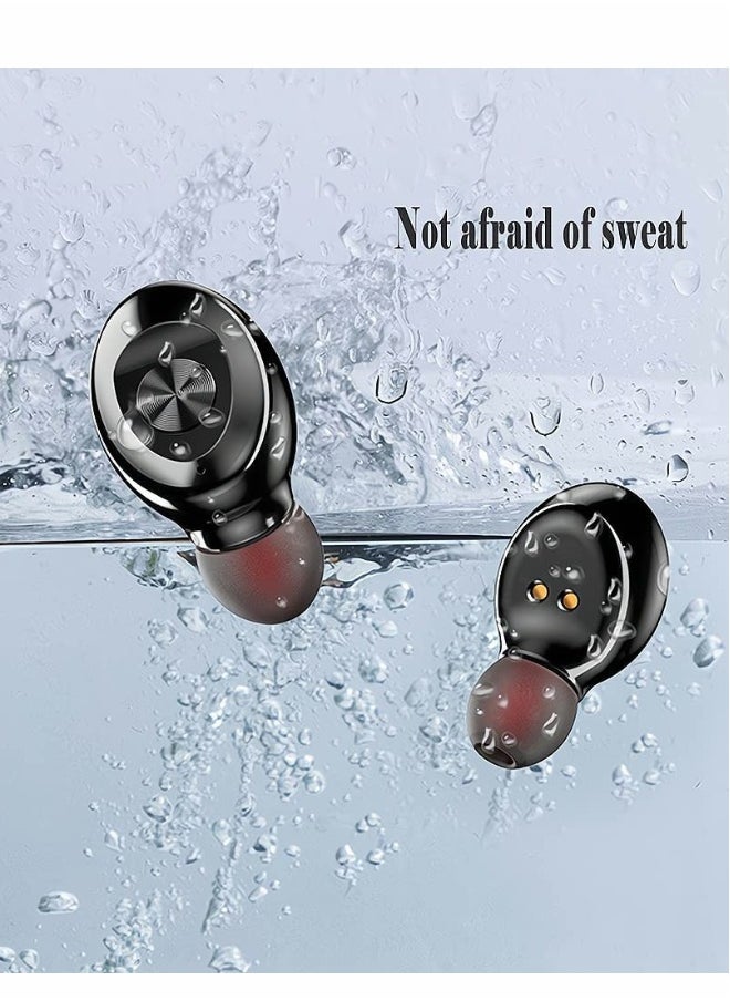 Wireless Bluetooth Earbuds, Bluetooth Earphone, Stereo Wireless Earbuds with Charging Case, IPX6 Waterproof Auto Charging Headphones in Ear Built in Mic Headset LED Battery Display for Sports (Black)