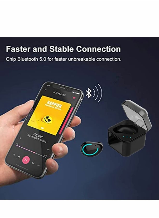 Single Bluetooth Earbud Mini Invisible Bluetooth Wireless Hidden Headphone for Work Music Relax Painless for Android Blue Tooth in-Ear Noise Cancelling HD Sound Quality Fast Pairing IPX7 Waterproof