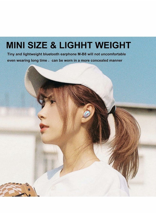 Single Bluetooth Earbud Mini Invisible Bluetooth Wireless Hidden Headphone for Work Music Relax Painless for Android Blue Tooth in-Ear Noise Cancelling HD Sound Quality Fast Pairing IPX7 Waterproof