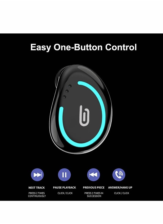 Single Bluetooth Earbud Mini Invisible Bluetooth Wireless Hidden Headphone for Work Music Relax Painless for Android Blue Tooth in-Ear Noise Cancelling HD Sound Quality Fast Pairing IPX7 Waterproof