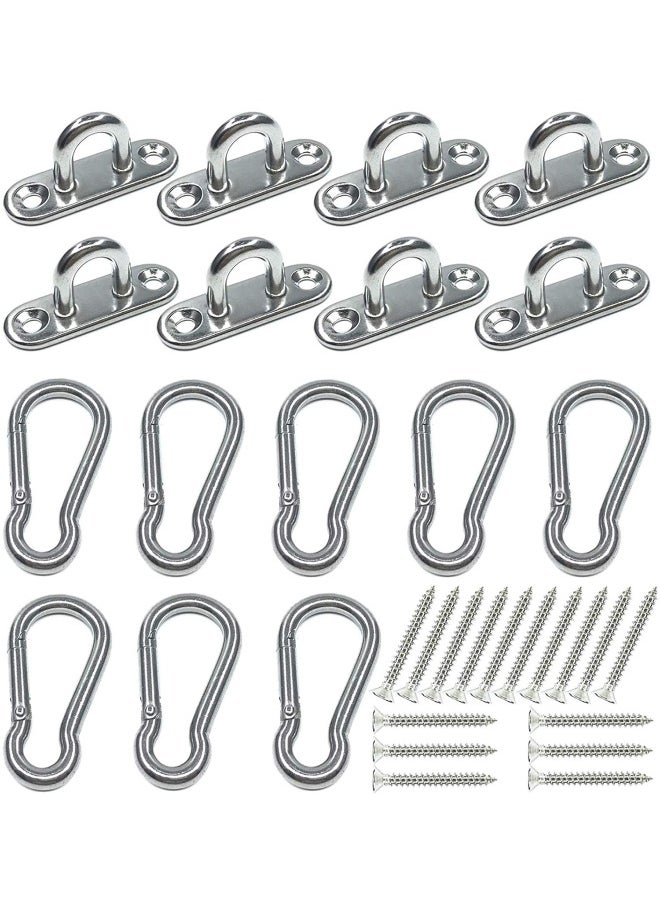 Stainless Steel Ceiling Hook Pad Eye Plate, Wall Mount Hook, 1.8 inch Marine Hardware Staple Hook Loop Screws Set, 600LB Loading Capacity (Pack of 8)