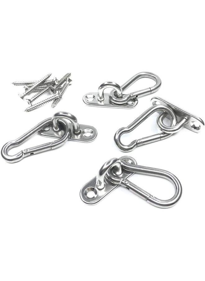 Stainless Steel Ceiling Hook Pad Eye Plate, Wall Mount Hook, 1.8 inch Marine Hardware Staple Hook Loop Screws Set, 600LB Loading Capacity (Pack of 8)