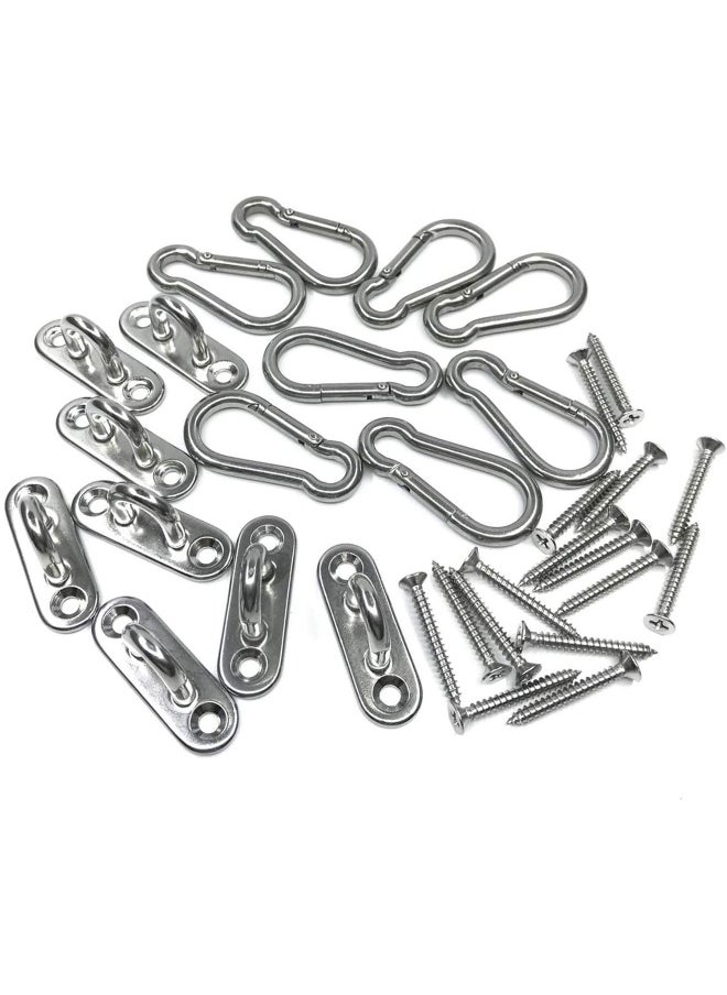 Stainless Steel Ceiling Hook Pad Eye Plate, Wall Mount Hook, 1.8 inch Marine Hardware Staple Hook Loop Screws Set, 600LB Loading Capacity (Pack of 8)