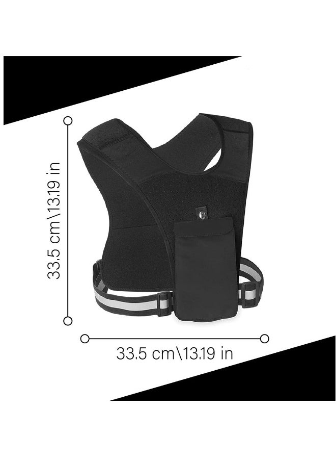 Adjustable Reflective Running Vest with Phone Holder, Breathable Sports Gear for Hands-Free Cycling and Walking