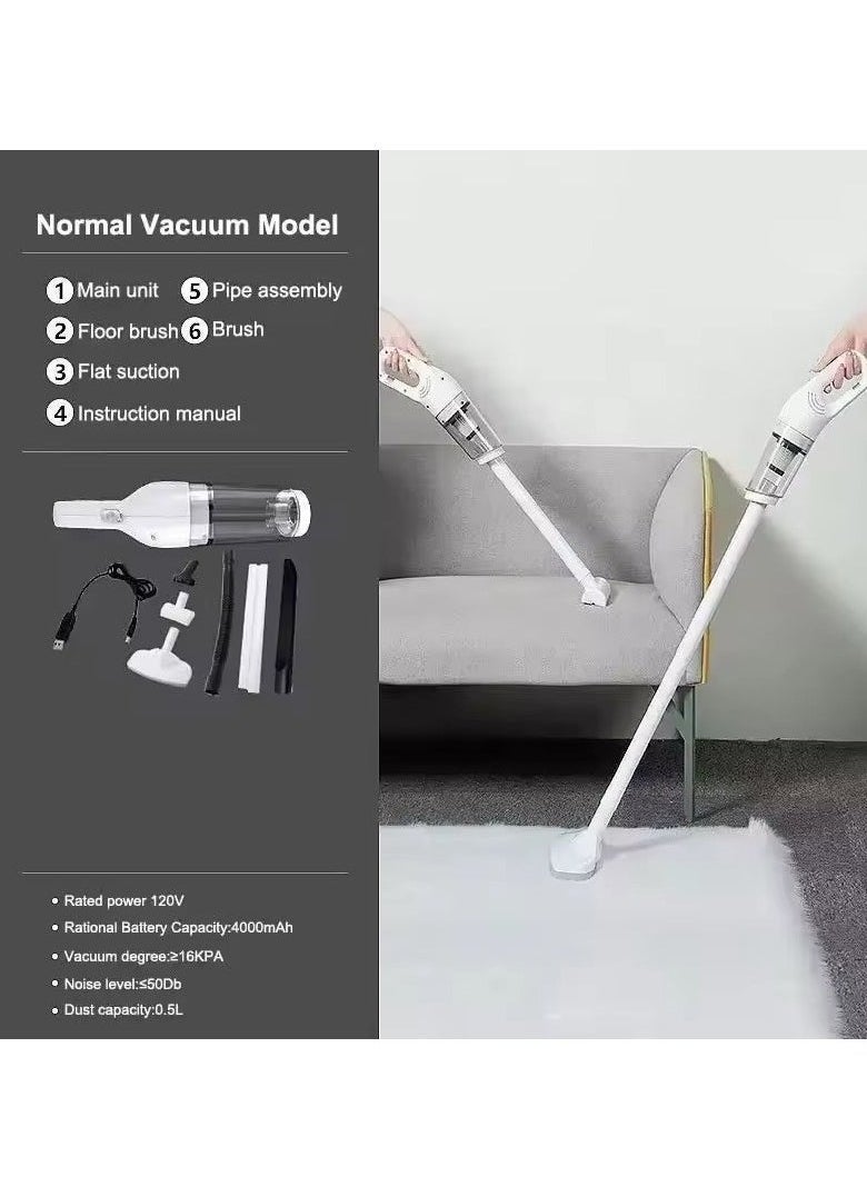 3-in-1 Cordless Vacuum Cleaner | 12000PA Strong Suction | 120W Rechargeable | Low Noise | Anti-Hair Wrap | Perfect for Carpets, Hard Floors, Pet Hair & Cars