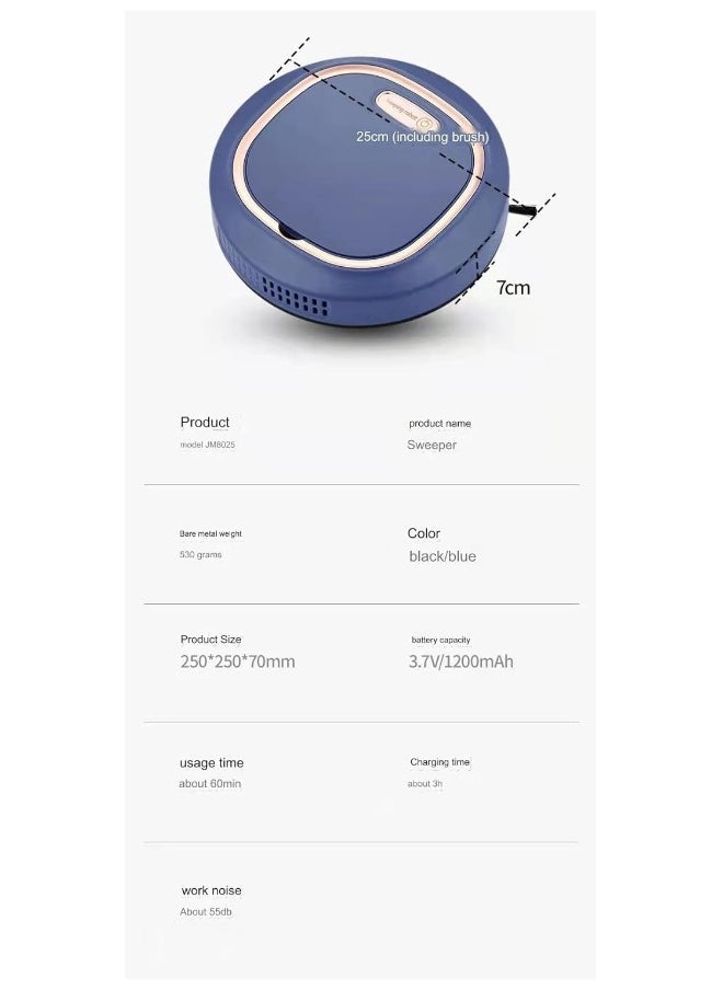 Ultra-Slim Robot Vacuum Cleaner with 1800Pa Strong Suction, Quiet Operation, Ideal for Hard Floors and Medium-Pile Carpets, Multiple Cleaning Modes, Perfect for Pet Hair Removal.
