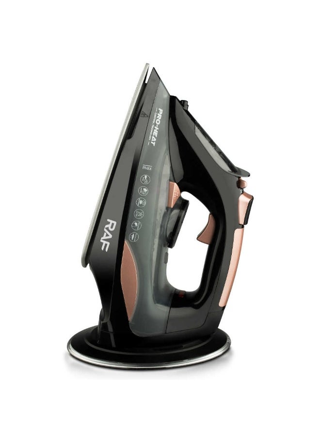 RAF R1388 Cordless Steam Iron – 2400W Hybrid Iron with Ceramic Soleplate, Vertical Steam, LED Indicator & Self-Cleaning Function – 350ml Water Tank