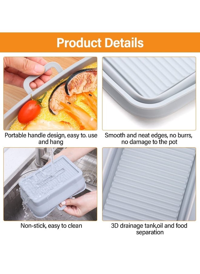 Air Fryer Silicone Pot, 2 PCS FOLDABLE Silicone Air fryers Liners,Reusable Dual Basket Accessories, Replacement of Flammable Parchment Liner Paper Easy to Cleaning for Ninja 201、410、510(Double Gray)