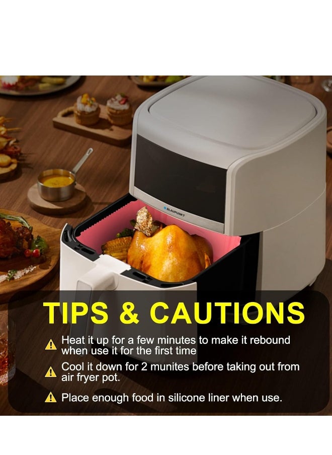 Air Fryer Silicone Liners Square 2 Pack 8.6 Inch Airfryer 4-7 QT Reusable Pot Oven Liner Baking Tray, Basket Mat Bowl Accessories Kitchen