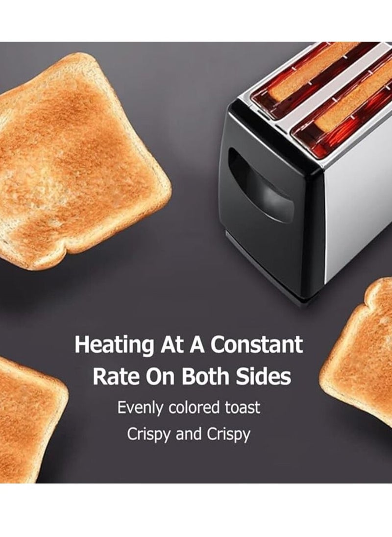 2 Slice Toaster with Adjustable Browning Control knob, Stop Function & Removable Crumb Tray Breakfast Maker Stainless Steel Bread Toaster (BRD01)
