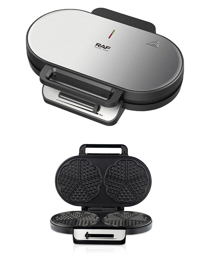 Double Mini Heart Shaped Waffle Maker-Thin Waffle Iron With Nonstick Surface For Easy Cleaning R.557