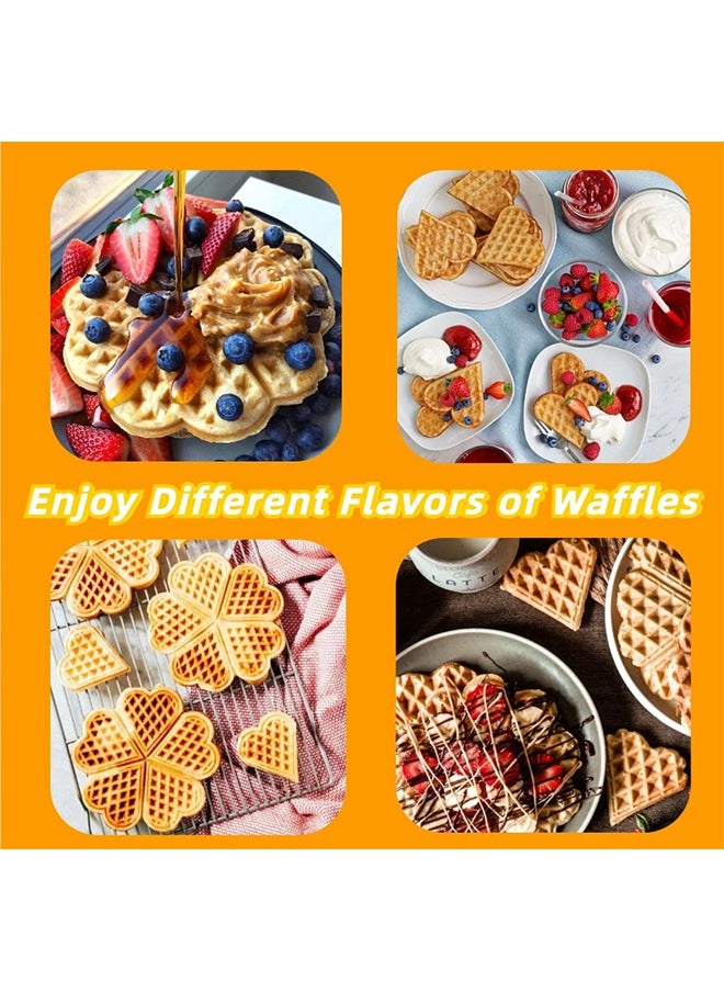 Double Mini Heart Shaped Waffle Maker-Thin Waffle Iron With Nonstick Surface For Easy Cleaning R.557