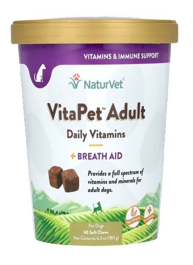 VitaPet Adult Daily Vitamins  Breath Aid For Dogs 60 Soft Chews 6.3 oz 180 g