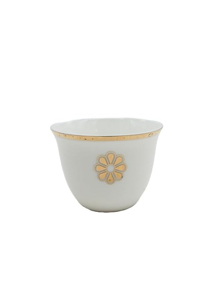 Germax Ceramic Cawa Cups for Tea Coffee Perfect for Home Office Coffee Shops Set of 12Pcs(60ML)-White&Gold