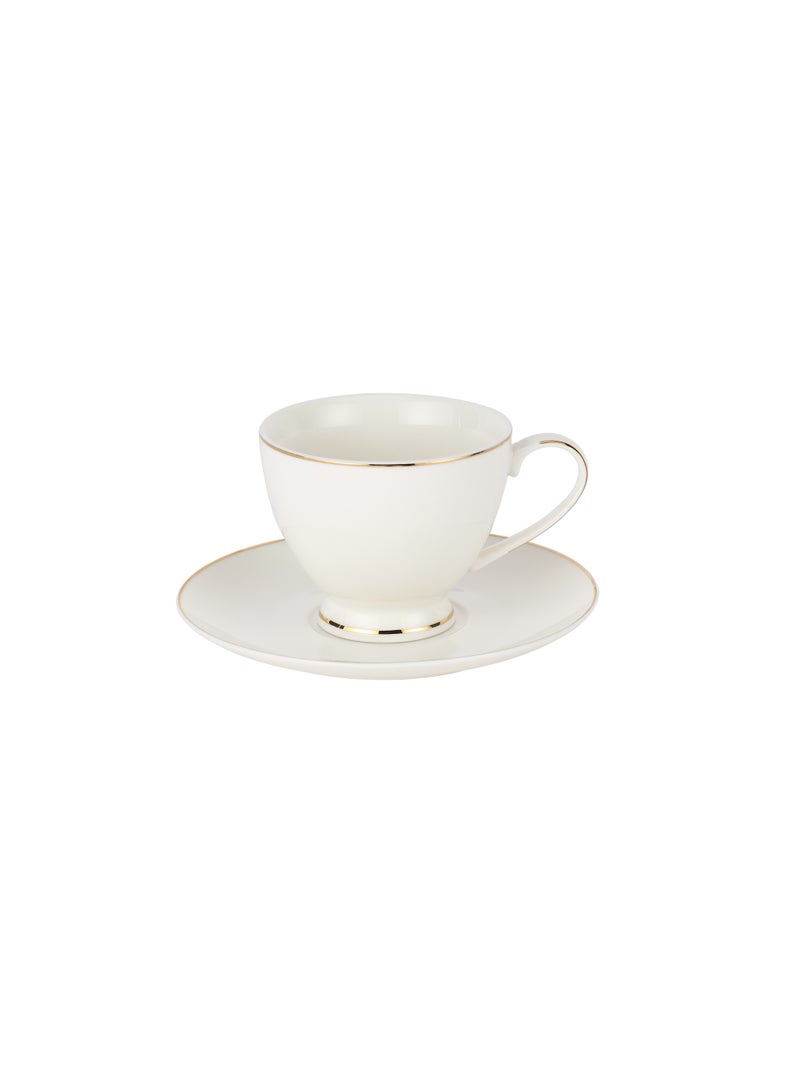 Royalford 12 Piece Bone China Cup and Saucer Set- RF12111/ 6 220 ML Tea Cups and 6 6