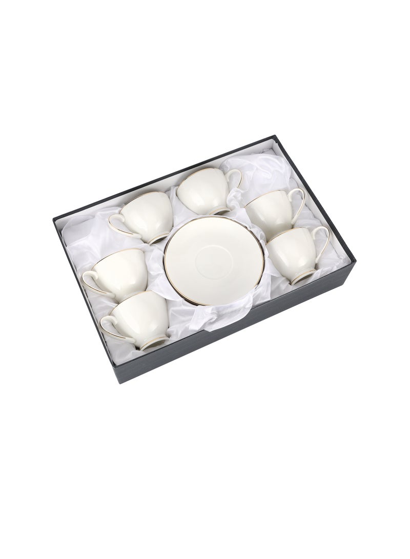 Royalford 12 Piece Bone China Cup and Saucer Set- RF12111/ 6 220 ML Tea Cups and 6 6