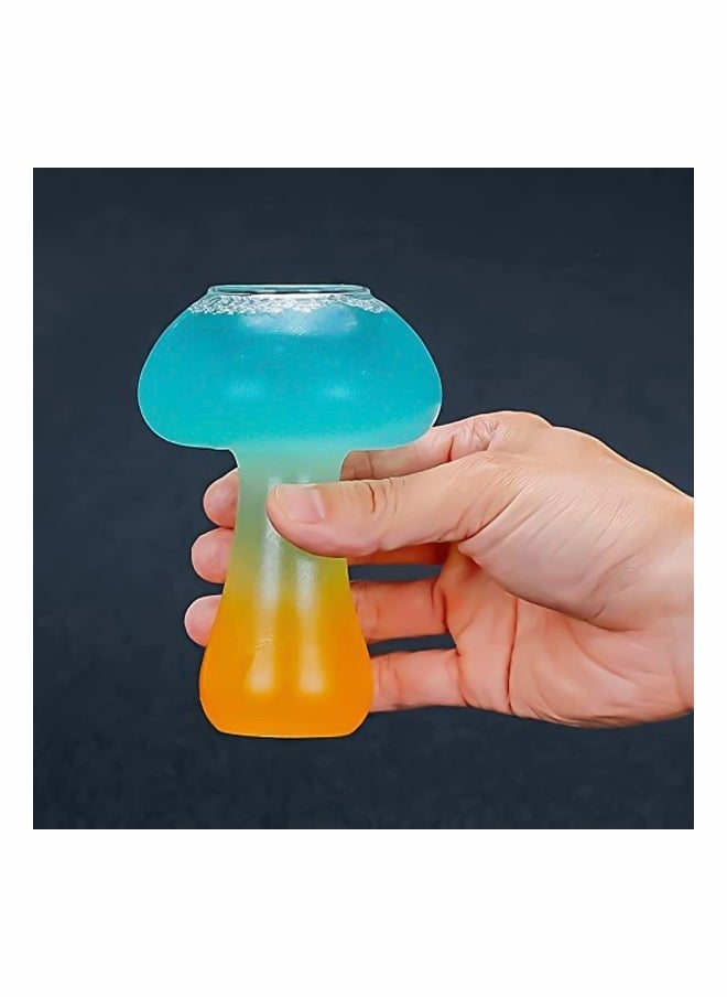 Creative Cocktail Glass Mushroom Design 250ml Cocktail Glass Set of 2, Novelty Drink Cup for KTV Bar Night Party (Mushroom)