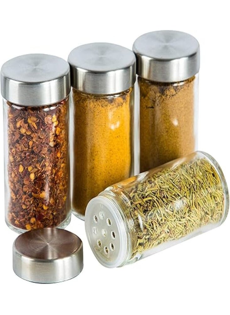 360º Rotating Spice Carousel, Stainless Steel Countertop Seasoning Organizer, 3-Tier Rotary Spice Rack with 12 Round Glass Jars & Lid, Spice Rack Organizer