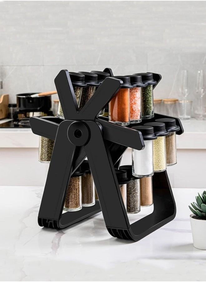 Spice Jar Set with 18 Spice Jars 360 Degree Rotation Spice Rack