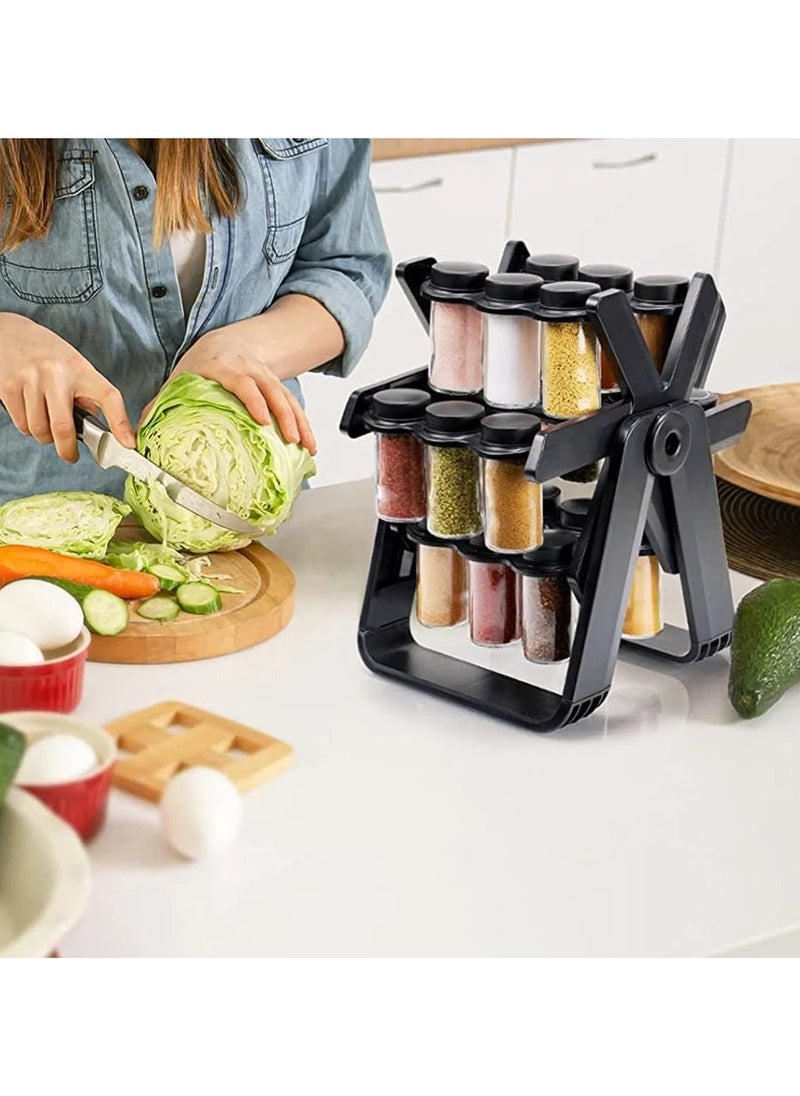 Spice Jar Set with 18 Spice Jars 360 Degree Rotation Spice Rack