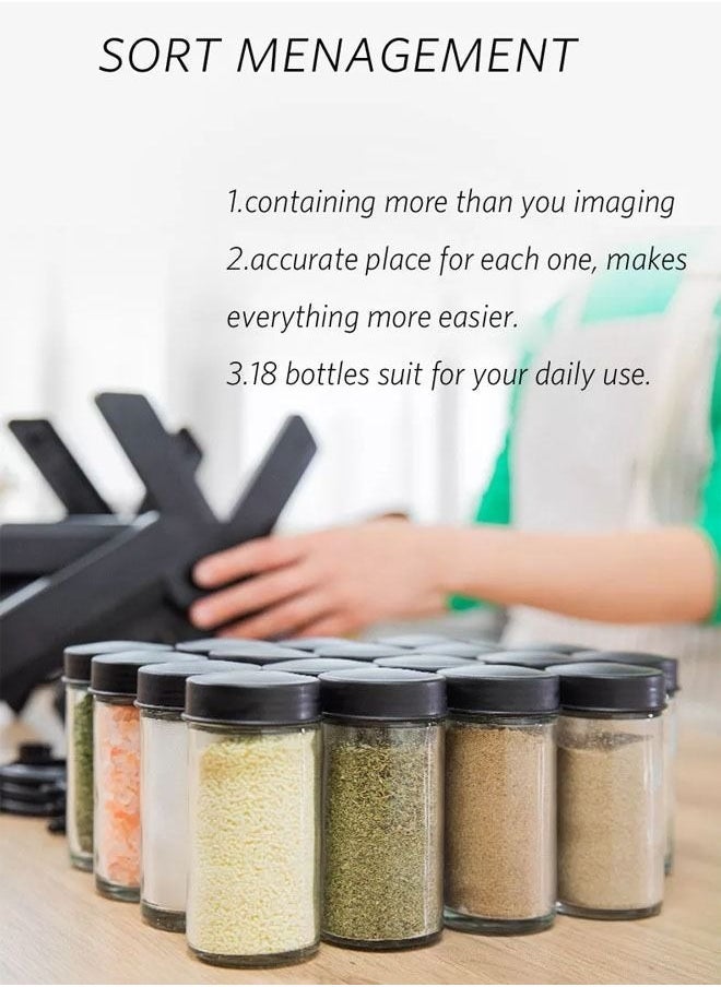 Spice Jar Set with 18 Spice Jars 360 Degree Rotation Spice Rack