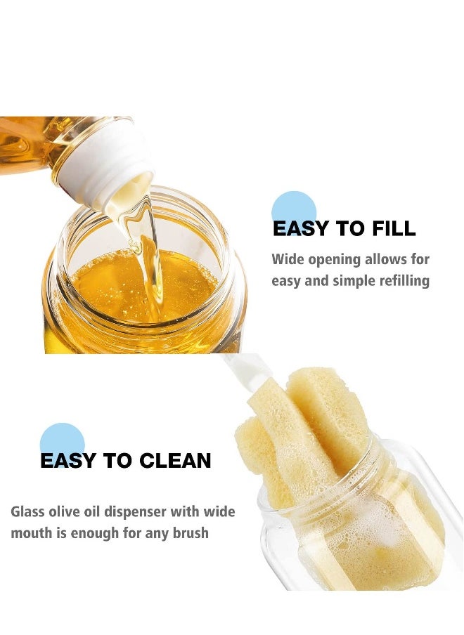 Olive Oil Dispenser Bottle for Kitchen, Auto Flip Glass Oil Bottles for Kitchen,17.6Oz Leakproof Glass Cooking Oil Containers with Automatic Cap, Coffee Syrup Dispenser Sauce Bottles 3 Pack