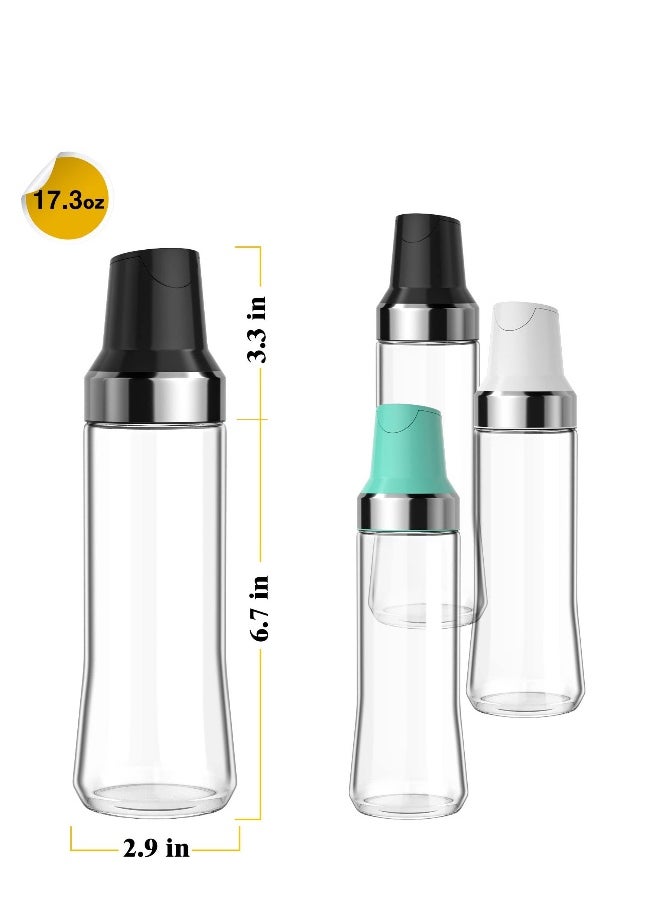 Olive Oil Dispenser Bottle for Kitchen, Auto Flip Glass Oil Bottles for Kitchen,17.6Oz Leakproof Glass Cooking Oil Containers with Automatic Cap, Coffee Syrup Dispenser Sauce Bottles 3 Pack