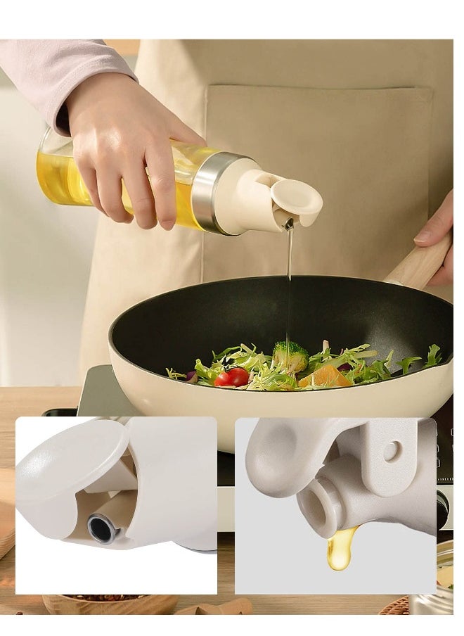 Olive Oil Dispenser Bottle for Kitchen, Auto Flip Glass Oil Bottles for Kitchen,17.6Oz Leakproof Glass Cooking Oil Containers with Automatic Cap, Coffee Syrup Dispenser Sauce Bottles 3 Pack