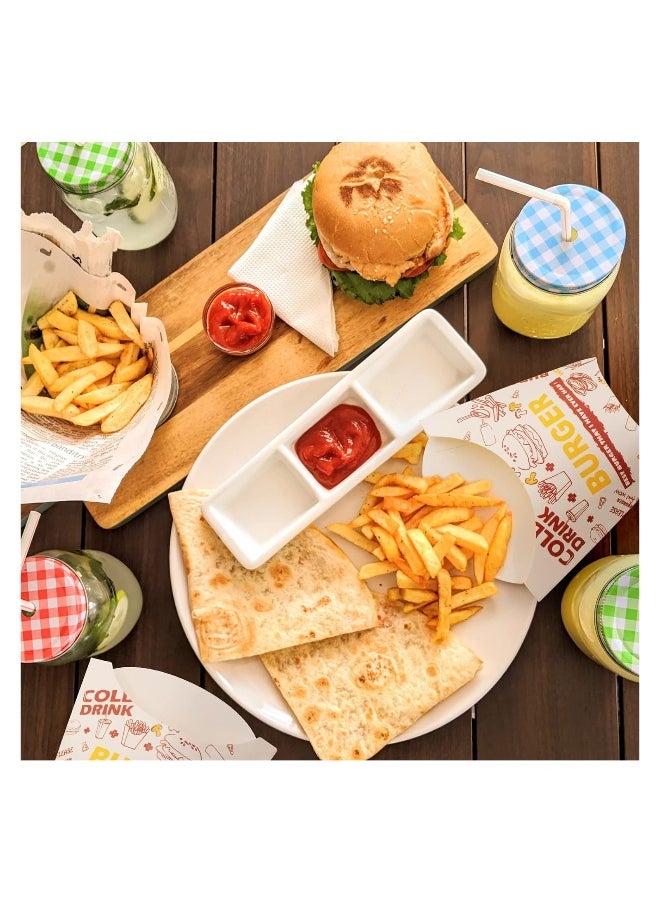 100PCS French Fry Box, French Fries Holder Cardboard, French Fry Cups Paper, Burger Container, Snack Bags, Clear Pattern Stand Packaging, Fast food Takeout for Party Charcuterie Home