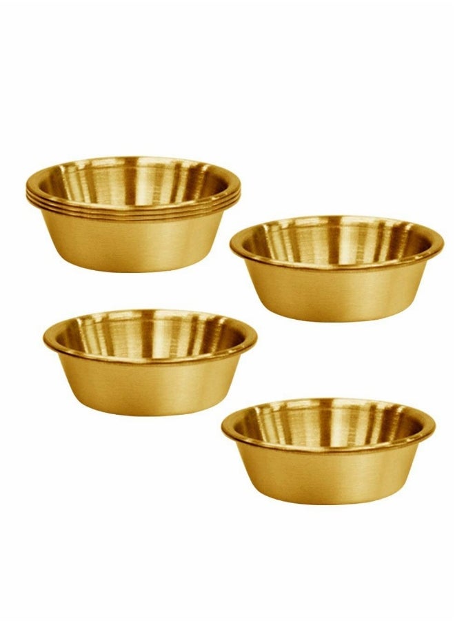 Premium Stainless Steel Sauce Dish Set, Seasoning Bowls for Sushi, Metal Ramekins, Mini Appetizer Plates, Individual Condiment Cups, 2.3OZ, 6 Pieces in Gold
