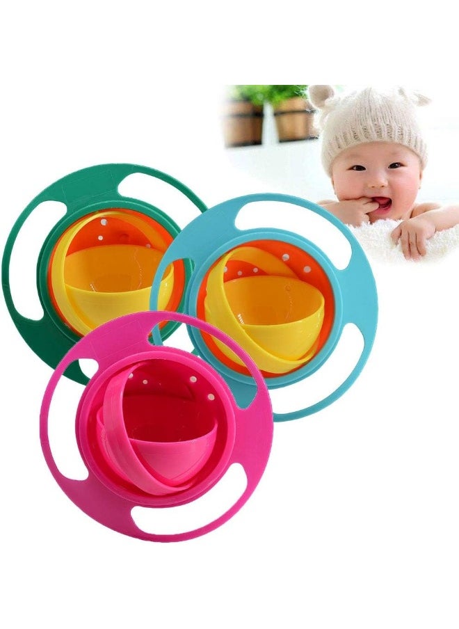 Baby Gyro Bowl 360 Degree Rotation Spill Resistant Gyroscopic Bowl with Lid Toy Tableware for Kids Toddlers