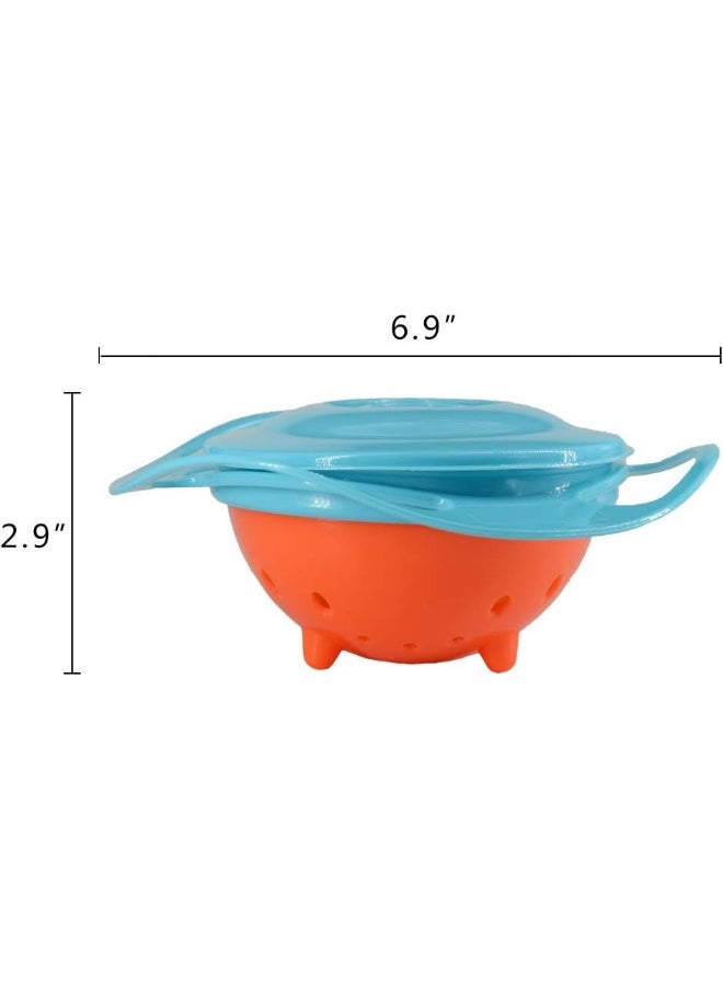 Baby Gyro Bowl 360 Degree Rotation Spill Resistant Gyroscopic Bowl with Lid Toy Tableware for Kids Toddlers
