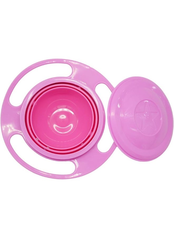 Baby Gyro Bowl 360 Degree Rotation Spill Resistant Gyroscopic Bowl with Lid Toy Tableware for Kids Toddlers
