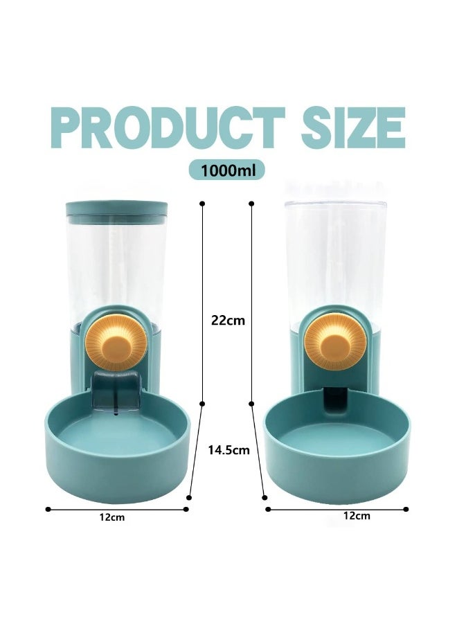 Automatic Hanging Water Dispenser and Gravity Feeder Set for Small Pets - Ideal for Dogs Cats Rabbits Chinchillas  Pigs Hedgehogs and Ferrets (Green)
