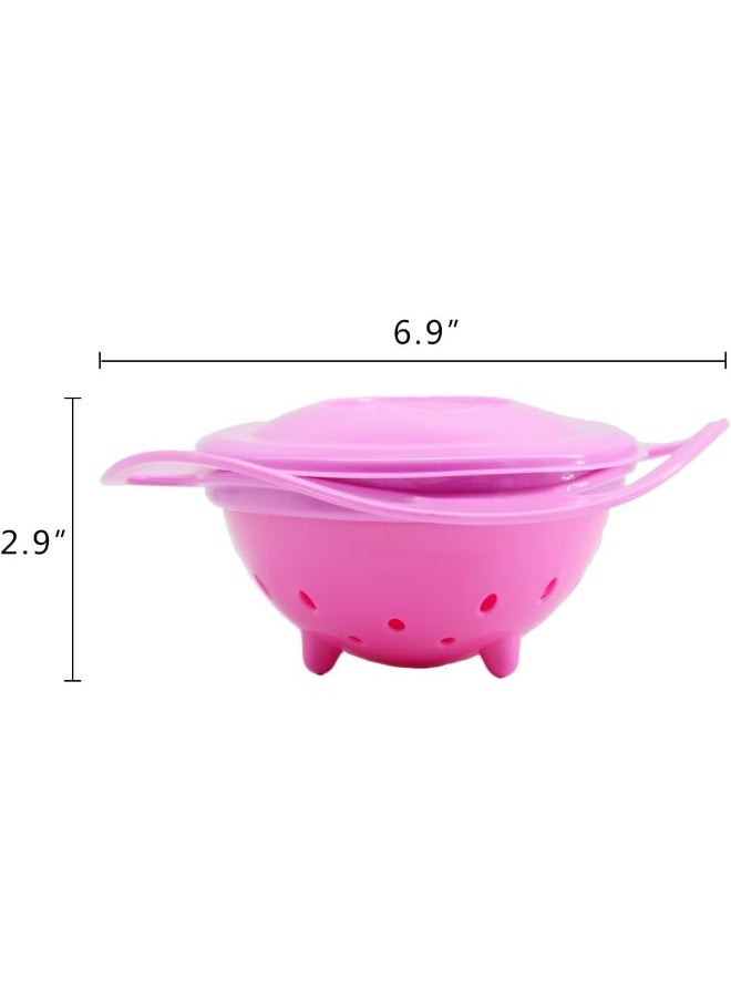 Baby Gyro Bowl 360 Degree Rotation Spill Resistant Gyroscopic Bowl with Lid Toy Tableware for Kids Toddlers