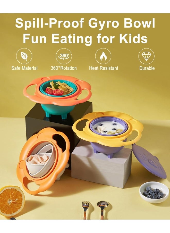 New Upgraded Gyro Bowl Magic Bowl 360° Rotation Spill Proof Snack Cups with Lid