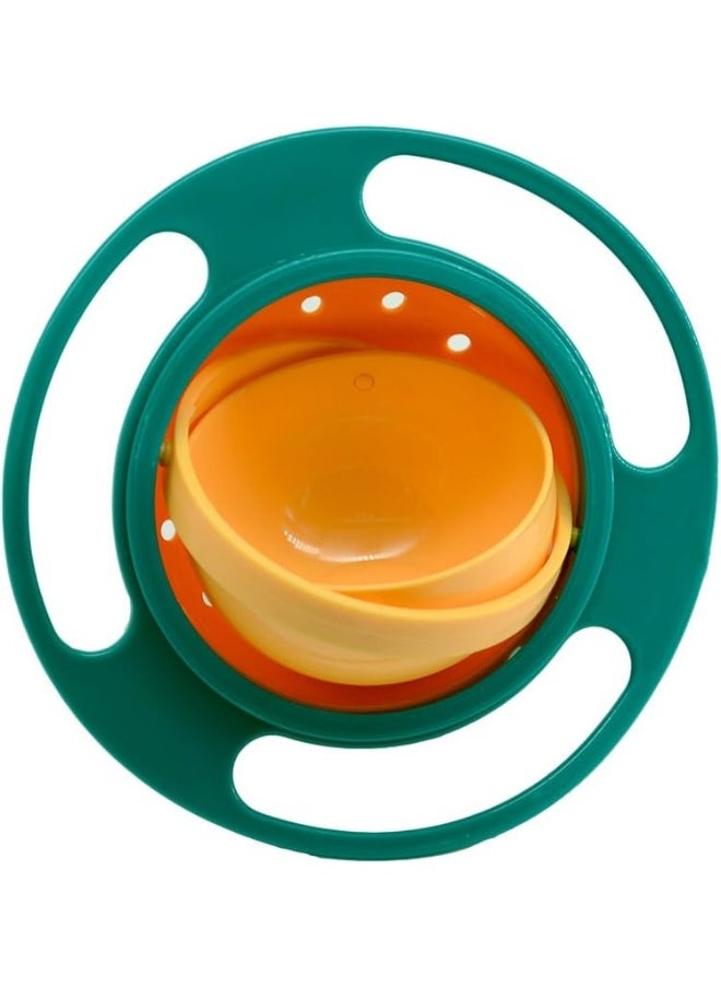 Baby Gyro Bowl 360 Degree Rotation Spill Resistant Gyroscopic Bowl with Lid Toy Tableware for Kids Toddlers
