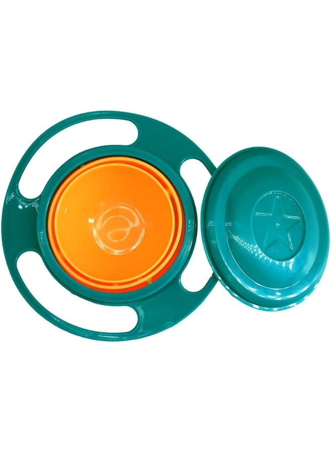 Baby Gyro Bowl 360 Degree Rotation Spill Resistant Gyroscopic Bowl with Lid Toy Tableware for Kids Toddlers
