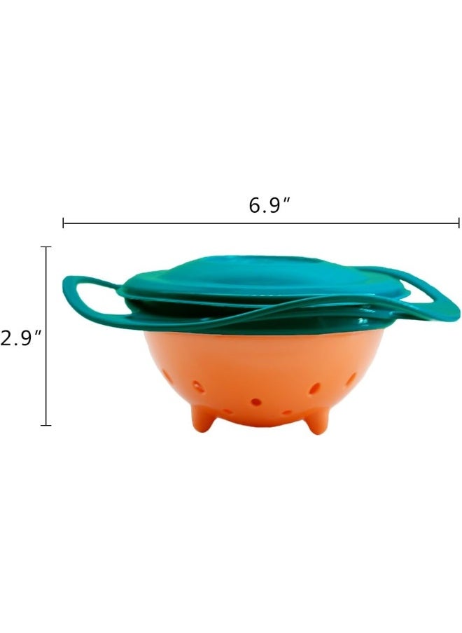 Baby Gyro Bowl 360 Degree Rotation Spill Resistant Gyroscopic Bowl with Lid Toy Tableware for Kids Toddlers