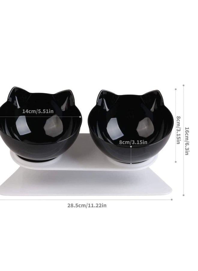 Elevated Double Cat Bowl Pet Feeding 15°Tilted Raised  Stress-Free Suit for Small Dogs Feeder