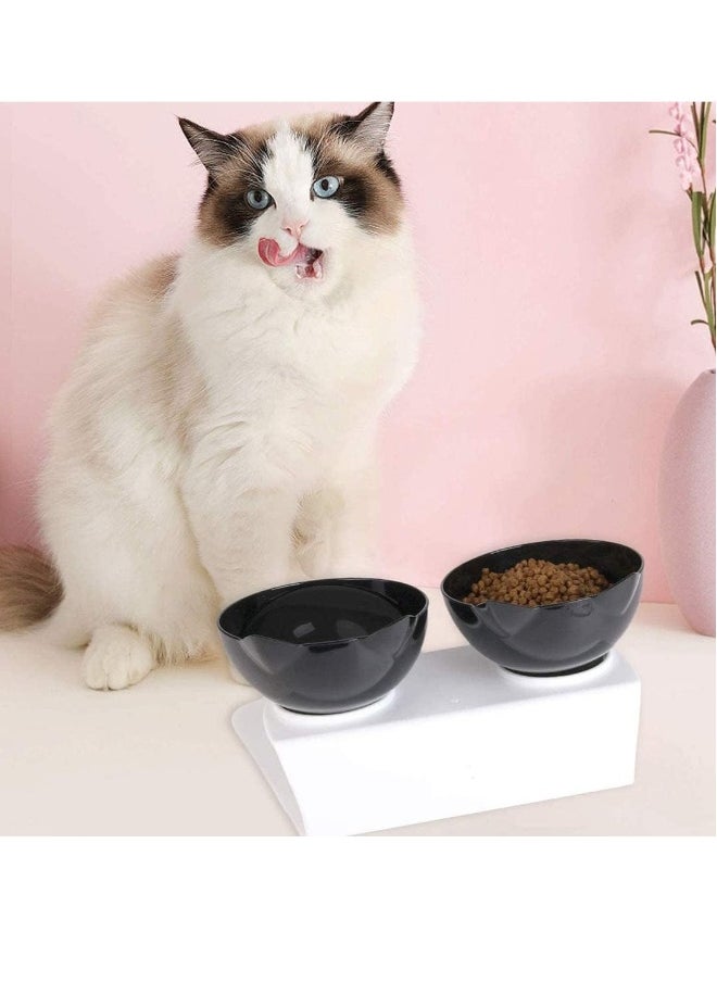 Elevated Double Cat Bowl Pet Feeding 15°Tilted Raised  Stress-Free Suit for Small Dogs Feeder