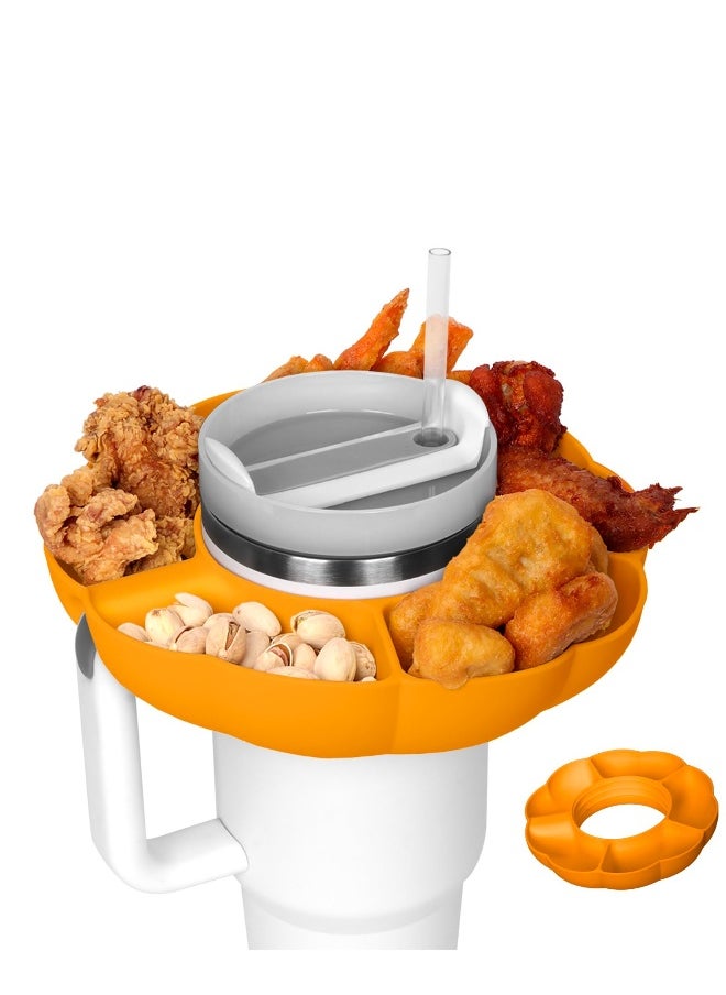 Silicone Snack Bowl for Stanley 40 oz Cup with Handle, Reusable Snack Tray for Tumbler Accessories, Perfect Gift for Women in Orange